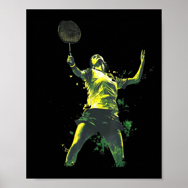 Action-packed Woman Playing Badminton  Poster (Front)