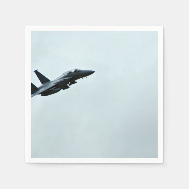 Action Themed, A Fighter Plane Turing In Clear Sky Napkin (Front)