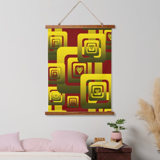 Activate My Heart Pattern Golden Hanging Tapestry (Bedroom)