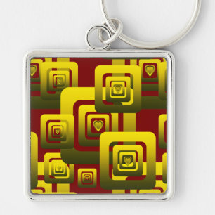 Activate My Heart Pattern Golden Key Ring