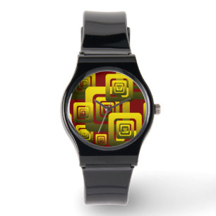 Activate My Heart Pattern Golden Watch
