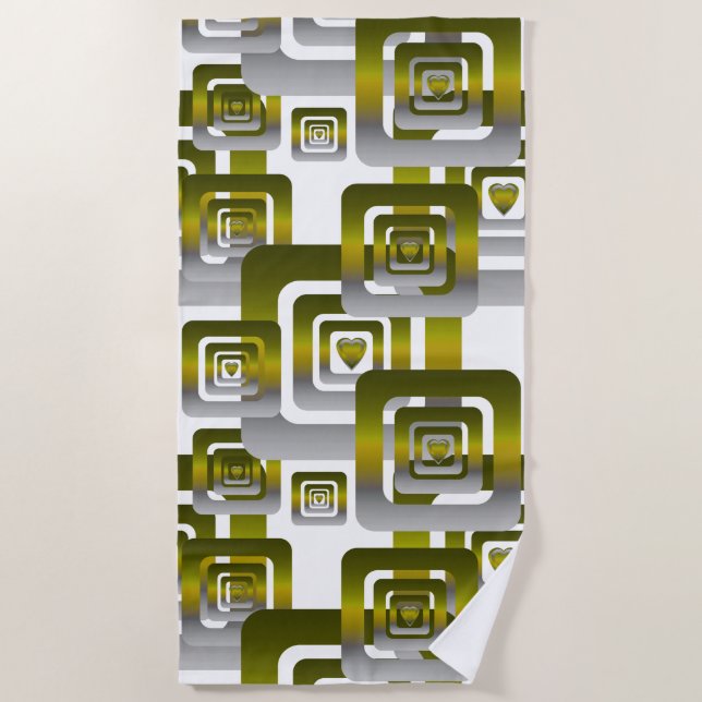 Activate My Heart Pattern Silver Beach Towel (Front)