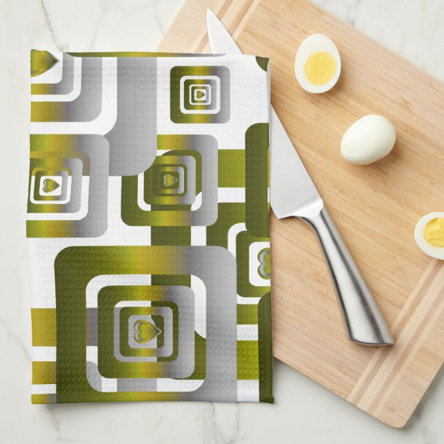 Activate My Heart Pattern Silver Tea Towel (Quarter Fold)