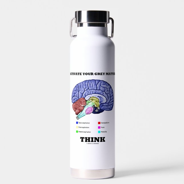 Activate Your Grey Matter Think Anatomical Brain Water Bottle (Front)