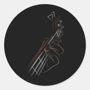 Active Bass Guitar Rock Music Graphic Guitar Playe Classic Round Sticker