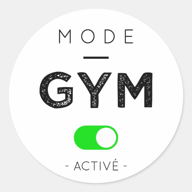 Active gym mode classic round sticker (Front)