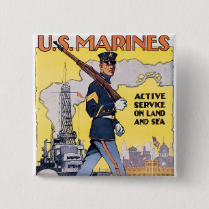 Active Service on Land and Sea 15 Cm Square Badge