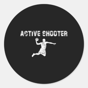 Active Shooter Bysketbyll Lovers Men Women Classic Round Sticker