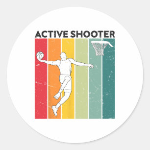 Active Shooter Sketll Player Retro Vintage Sunset Classic Round Sticker