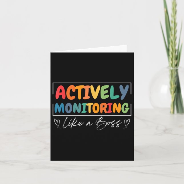 Actively Monitoring Like A Boss Funny Teacher Test Card (Front)