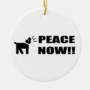 Activist Dog Peace Now Ceramic Tree Decoration