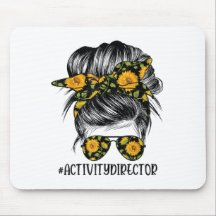 Activity Director Messy Hair Woman Bun Sunflower H Mouse Mat