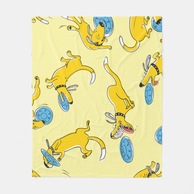 Activity dogs: frisbee sports pattern fleece blanket (Front)