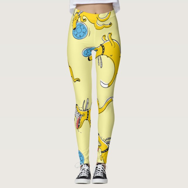 Activity dogs: frisbee sports pattern leggings (Front)