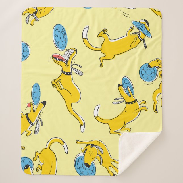 Activity dogs: frisbee sports pattern sherpa blanket (Front)