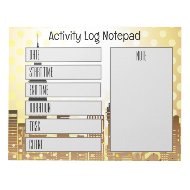 Activity Log Daily Task Time Record Notepad (Front)