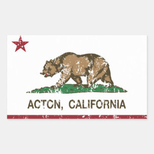 Acton California Republic Flag Rectangular Sticker