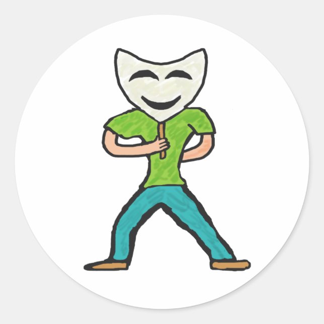 Actor Acting With Mask Classic Round Sticker (Front)