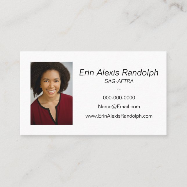 Actor and Actress Marketing Business Card (Front)