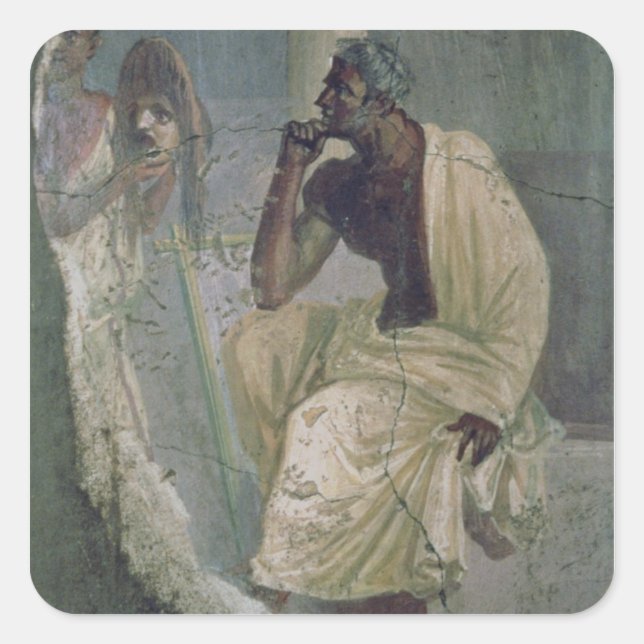 Actor and Mask, from the House of the Tragic Poet, Square Sticker (Front)