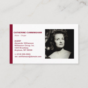 Actor Headshot Burgundy Red Stripe Business Card