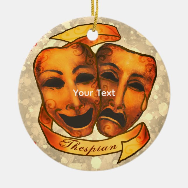 Actor Masks Ceramic Tree Decoration (Front)