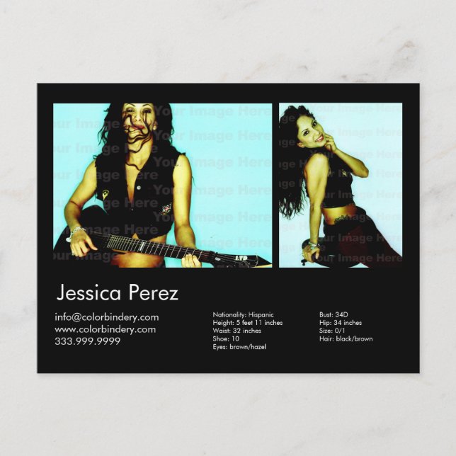 Actor/Model 2 Shot Black Headshot Card (Front)