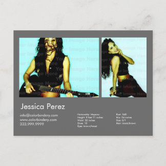 Actor & Model 2 Shot Dark Grey Headshot Comp Postcard
