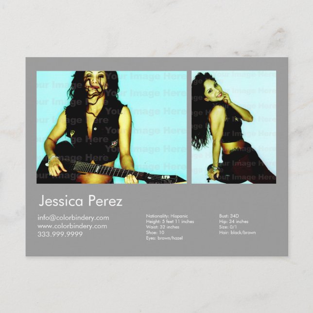 Actor Model 2 Shot Light Grey Headshot Card (Front)