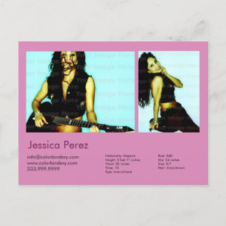 Actor & Model 2 Shot Pink Headshot Comp Postcard