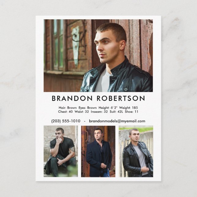 Actor Model 4 Photo Template Promotional Postcard (Front)