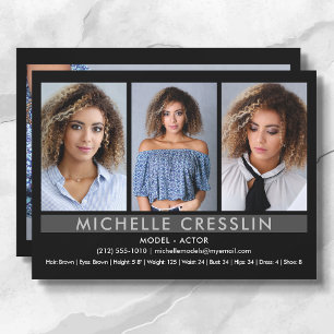 Actor Model 5.5x7.5 Zed Comp Card 3 Photo Back