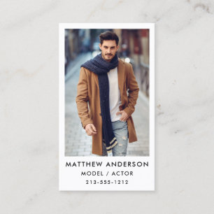Actor Model Colour Photo Business Card - Wht