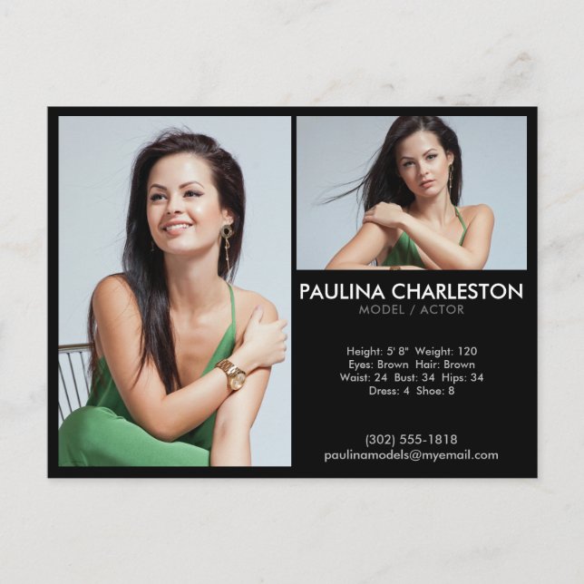 Actor Model Comp/Zed Card 2 Photo Promotional (Front)