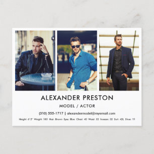 Actor Model Comp/Zed Card 3 Photo White Postcard