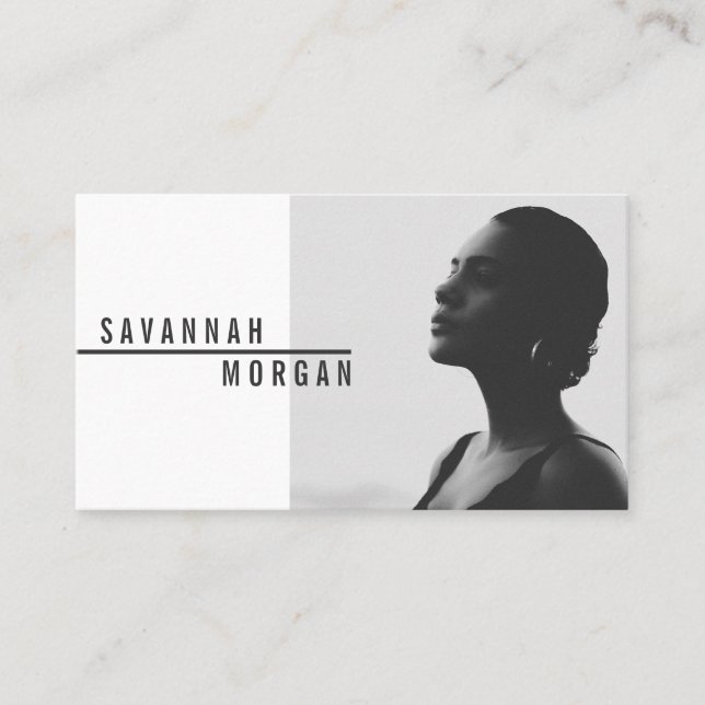 Actor model dancer photo trendy contemporary black business card (Front)