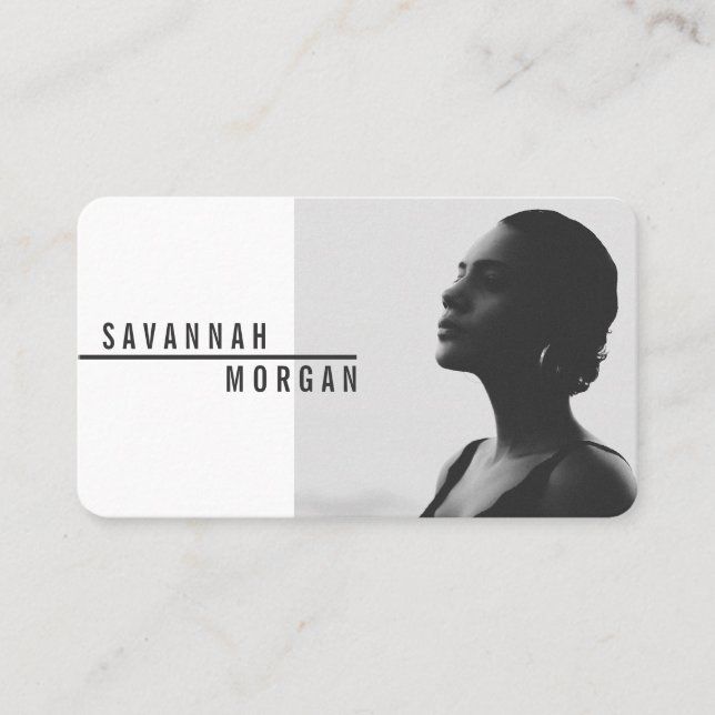 Actor model dancer photo trendy contemporary black business card (Front)