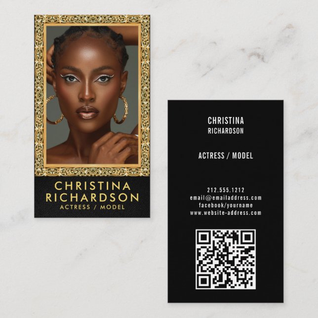 Actor model dancer photo trendy contemporary bold  business card (Front/Back)