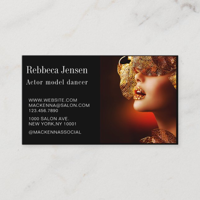 Actor model dancer photo trendy contemporary bold  business card (Front)