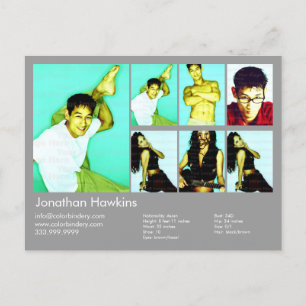 Actor & Model Light Grey Headshot Comp Postcard