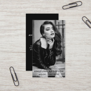 Actor Model Photo Business Card Black and White