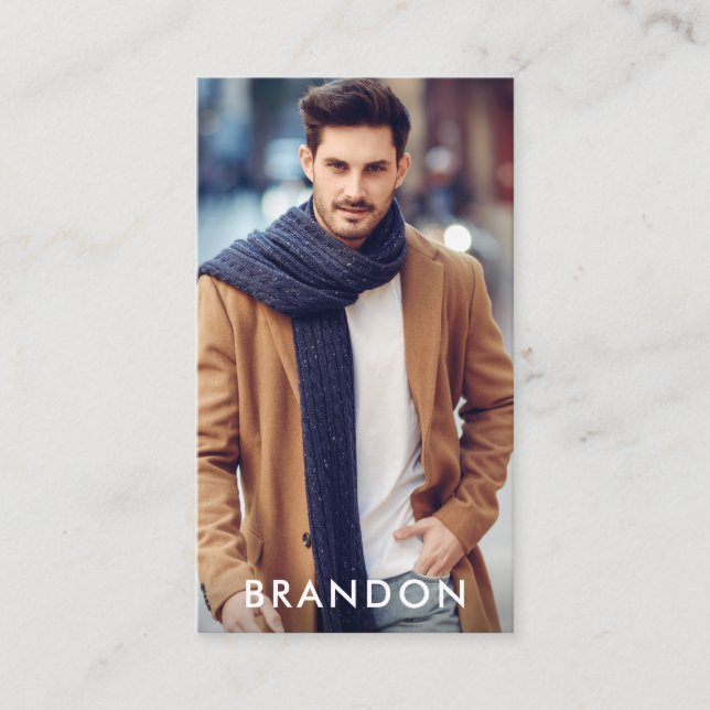 Actor Model Photo Modern Blk W Business Card (Front)