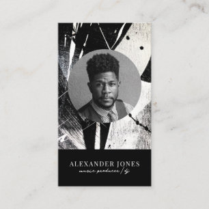 Actor Model Singer DJ Photo QR code Monochrome Business Card