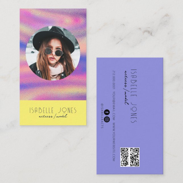 Actor Model Singer DJ Photo QR code Social Media Business Card (Front/Back)
