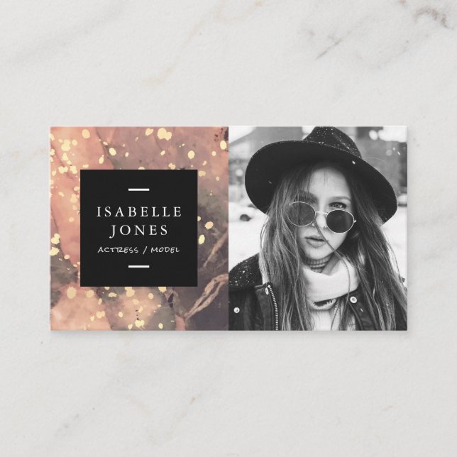 Actor Model Singer Marble Photo Business Card (Front)