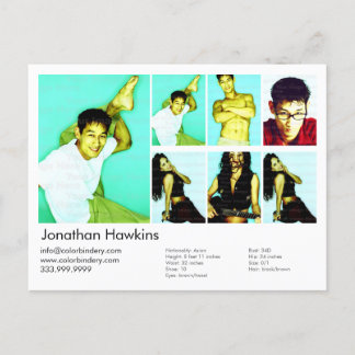 Actor & Model White Headshot Comp Postcard