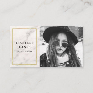Actor Model White Marble Photo Business Card