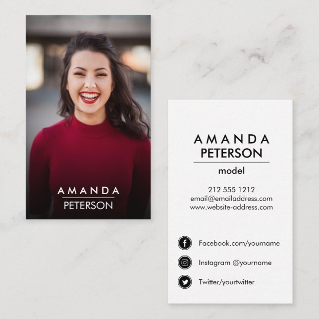 Actor Models Dancer Photo Social Media Icons Business Card (Front/Back)