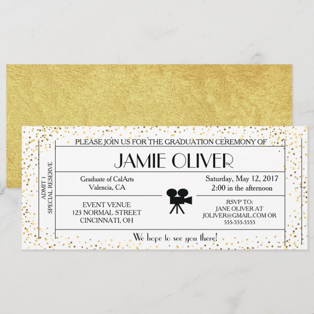 Actor / Movie theme graduation ticket announcement (Front/Back)