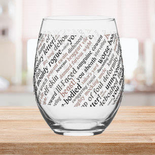 Actor Opening Night Gift Shakespeare Insults Stemless Wine Glass